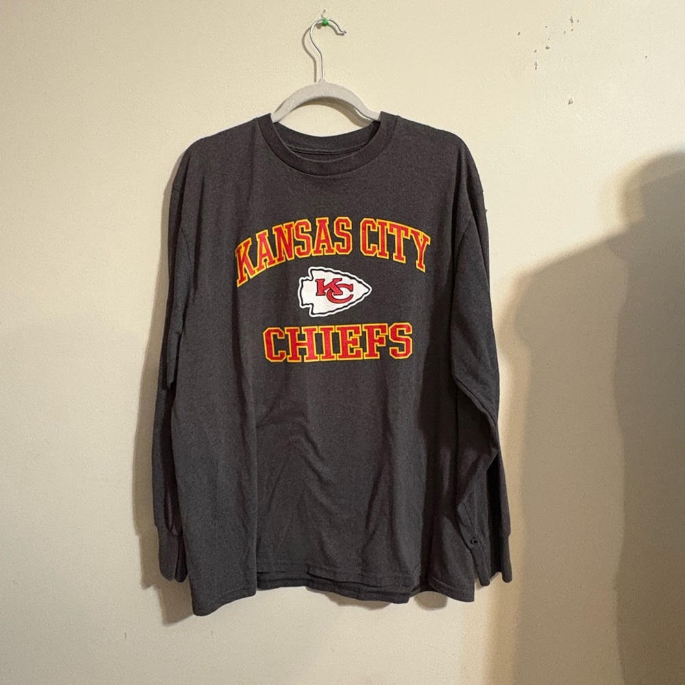 Kansas City Chiefs long-sleeve cotton t-shirt printed team logo gray‎ X-Large
